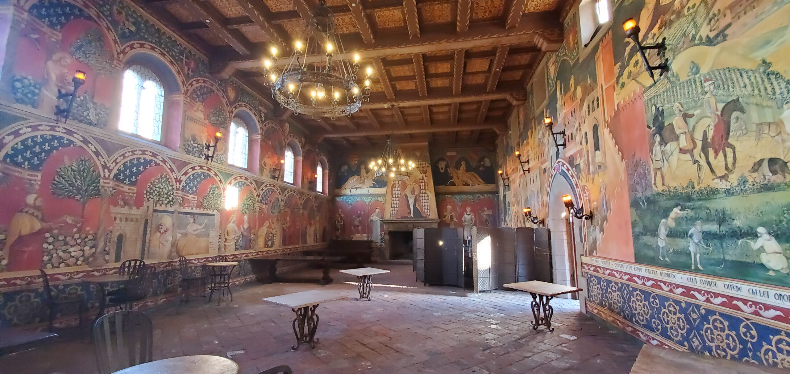 Frescoes and additional castle space inside Castello di Amorosa.