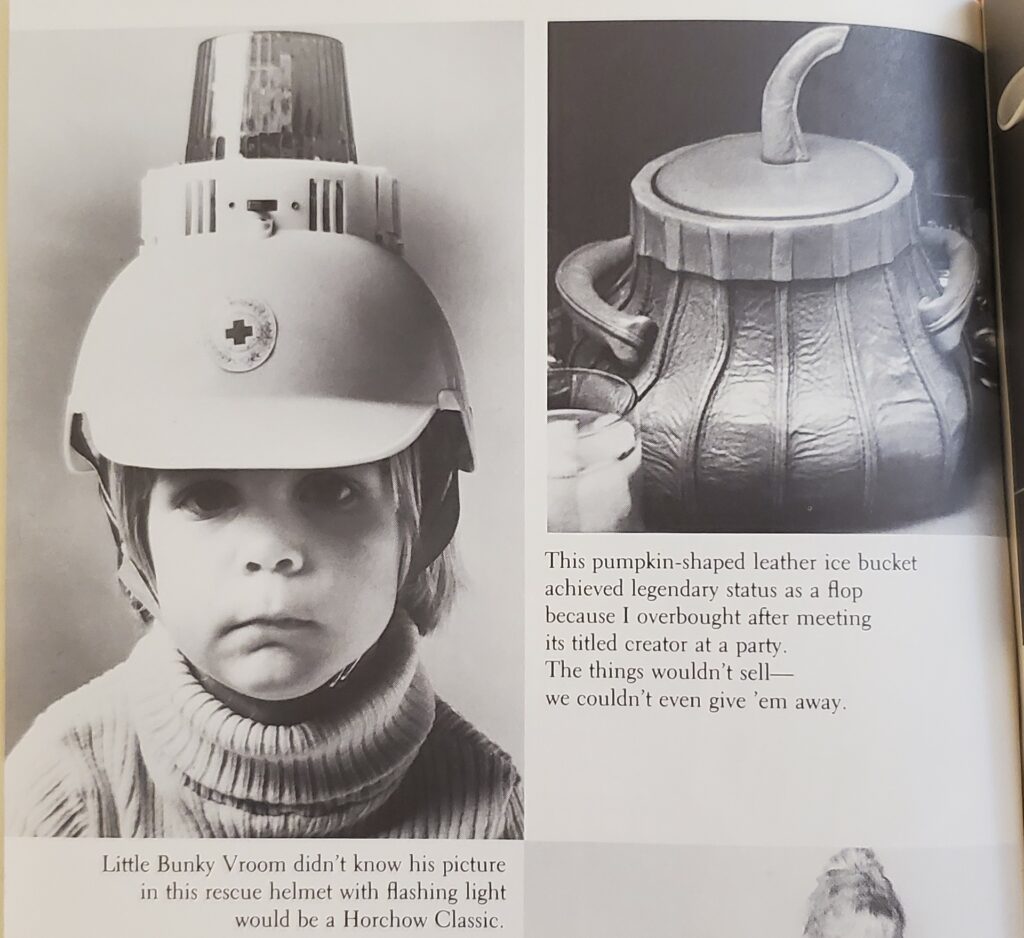 a pumpkin shaped leather ice bucket that didn't sell, and a kid named little bunky vroom in a funny hat